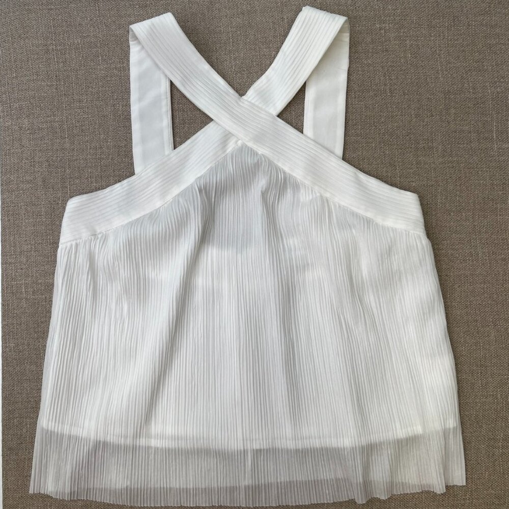 Bec & Bridge Blouse Women 4 Criss Cross Sleeveless Top Lined Sheer Zip Party Nw